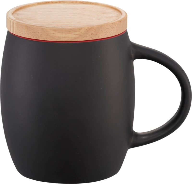 Hearth 400 ml ceramic mug with wooden coaster 19