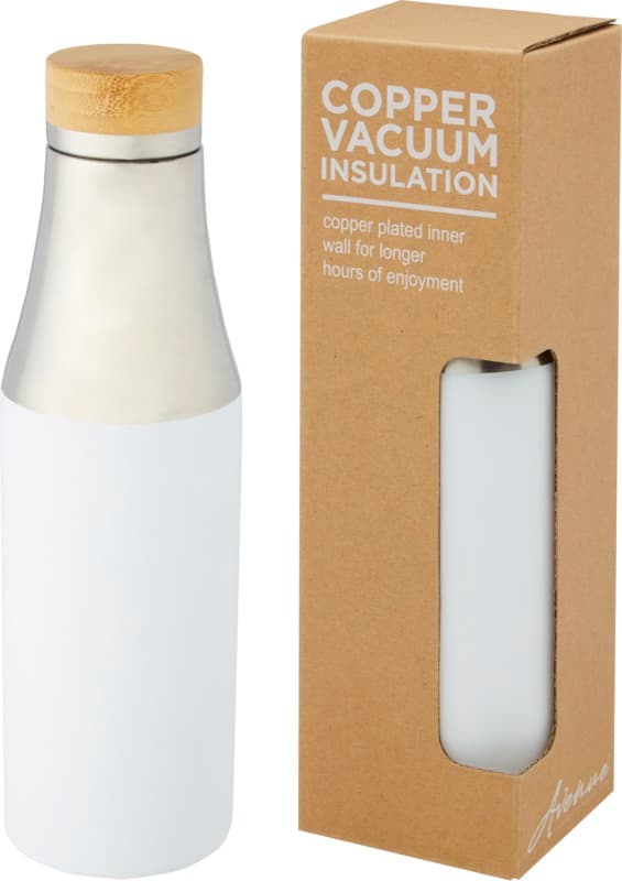 Hulan 540 ml copper vacuum insulated stainless steel bottle with bamboo lid 1