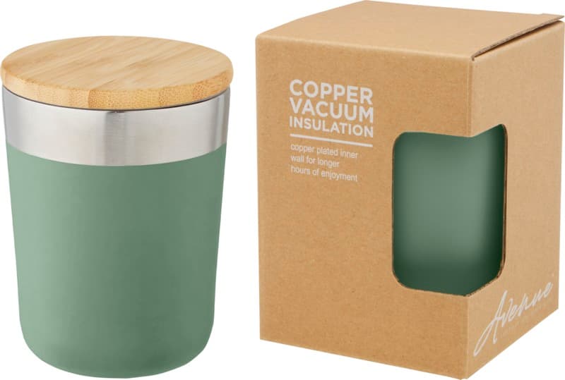 Lagan 330 ml copper vacuum insulated stainless steel tumbler with bamboo lid 21