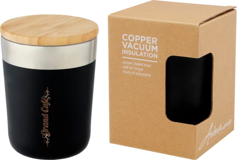 Lagan 330 ml copper vacuum insulated stainless steel tumbler with bamboo lid 8