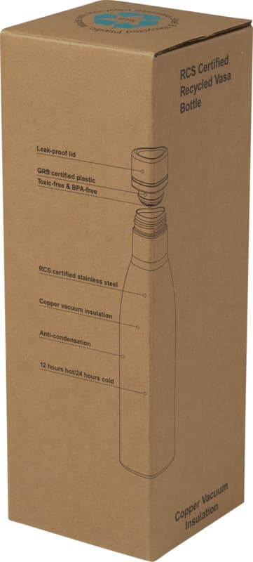 Vasa 500 ml RCS certified recycled stainless steel copper vacuum insulated bottle 12