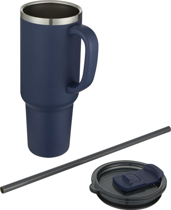 Sydney 1200 ml double wall RCS certified copper vacuum insulated tumbler with straw 35