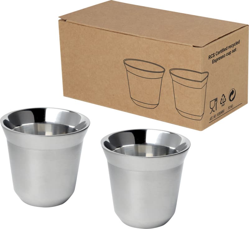 Duo 80 ml RCS certified stainless steel espresso cup set  1