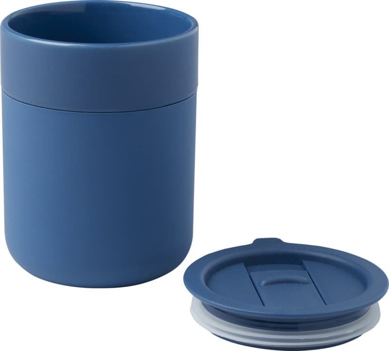 Java 330 ml ceramic tumbler with silicone wrap and plastic lid 24