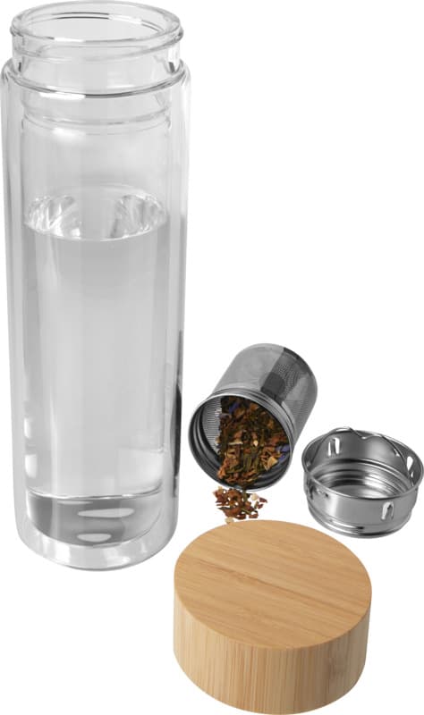 Bailey 400 ml borsilicate glass infuser bottle with bamboo lid 4