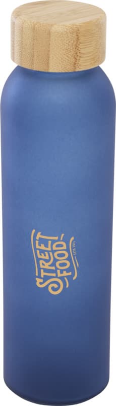 Lume 500 ml matte soda lime glass bottle with bamboo lid   10