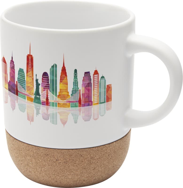 Billie 300 ml ceramic sublimation mug with cork details 4