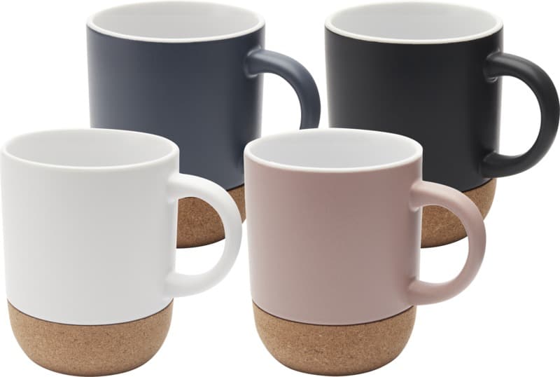 Billie 300 ml ceramic mug with cork details and matt finish 4