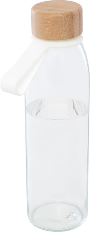 Porto 500 ml glass water bottle with silicone handle and bamboo lid  1