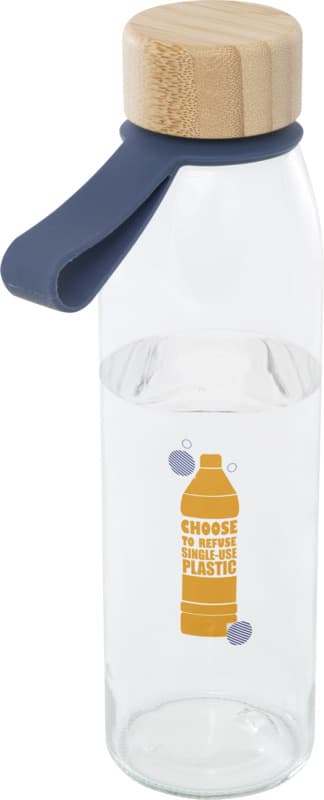 Porto 500 ml glass water bottle with silicone handle and bamboo lid  20