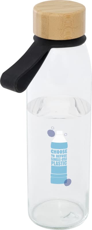 Porto 500 ml glass water bottle with silicone handle and bamboo lid  10