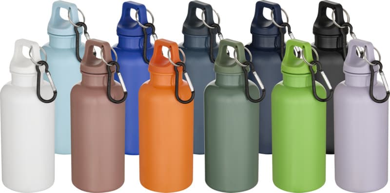 Oregon 400 ml solid colour RCS recycled plastic water bottle with carabiner  35