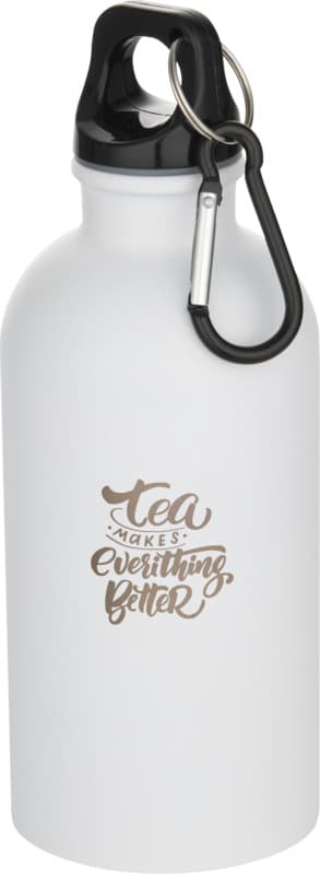 Oregon 400 ml matte RCS recycled single wall stainless steel water bottle with carabiner 12