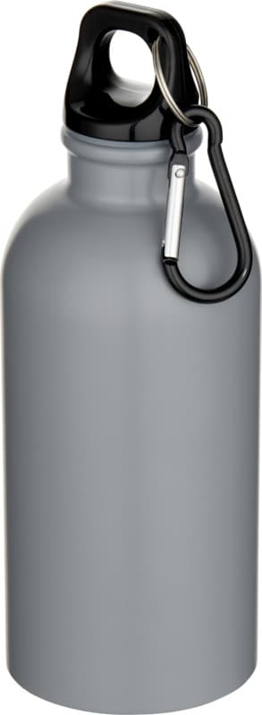 Oregon 400 ml matte RCS recycled single wall stainless steel water bottle with carabiner 13