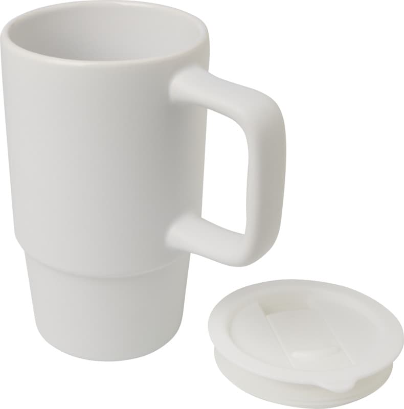 Carter 450 ml ceramic mug with plastic lid 9