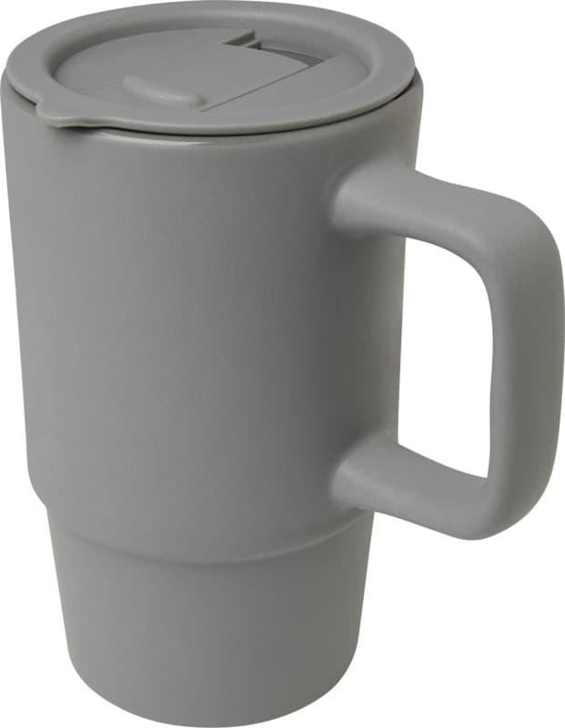 Carter 450 ml ceramic mug with plastic lid 13