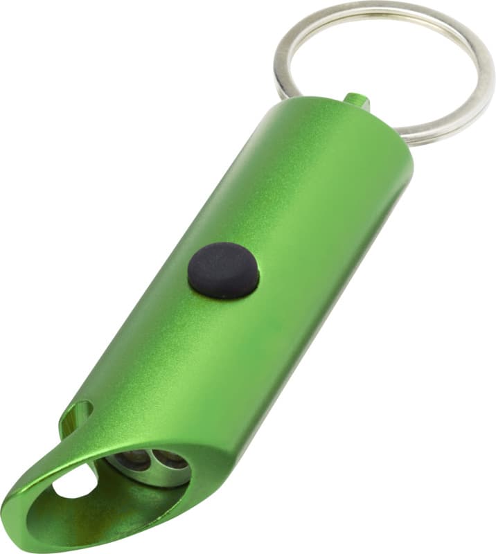 Flare RCS recycled aluminium IPX LED light and bottle opener with keychain 14