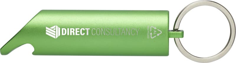 Flare RCS recycled aluminium IPX LED light and bottle opener with keychain 15