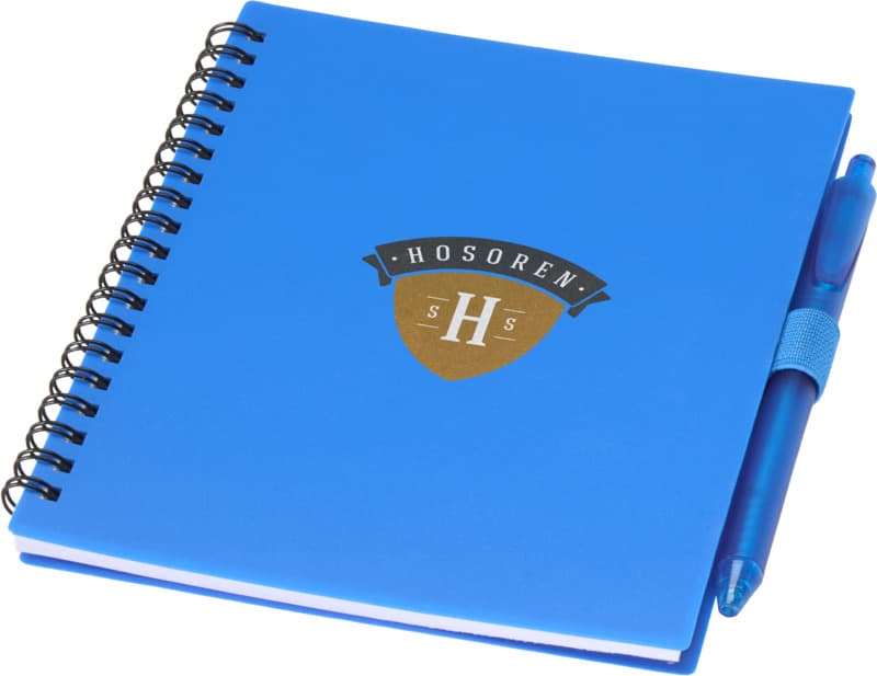 Niove recycled plastic soft cover notebook and ballpoint pen set (blue ink) 18