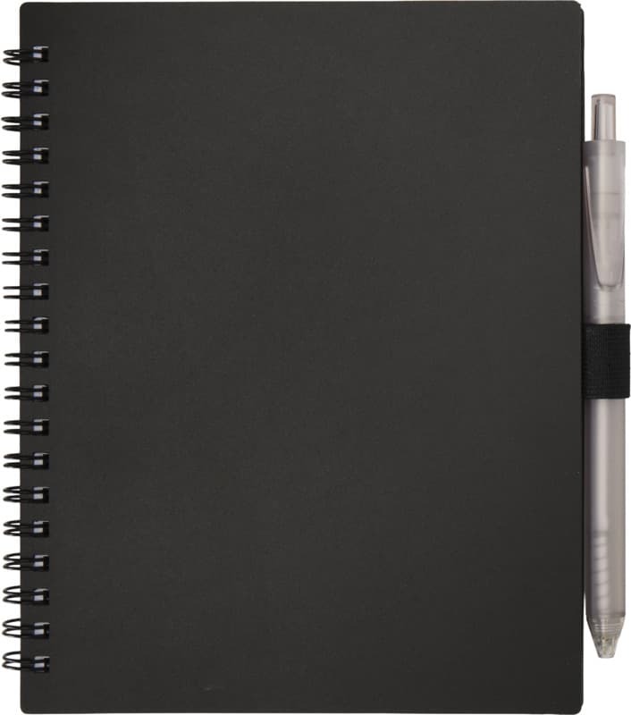 Niove recycled plastic soft cover notebook and ballpoint pen set (blue ink) 20