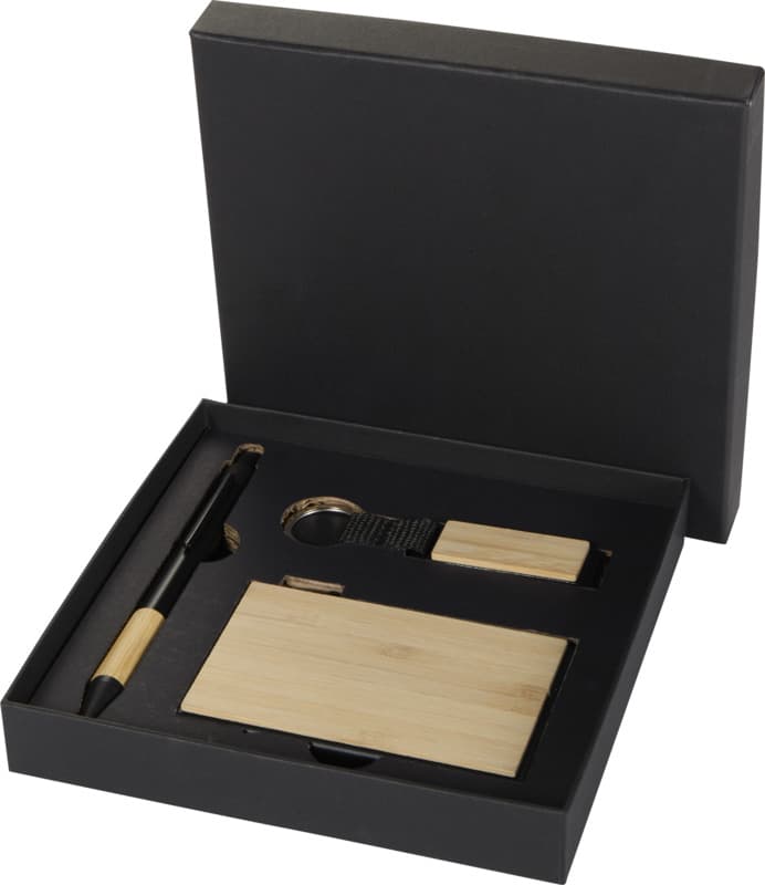 Minka RCS recycled aluminium ballpoint pen, keychain and RFID card holder gift set 1