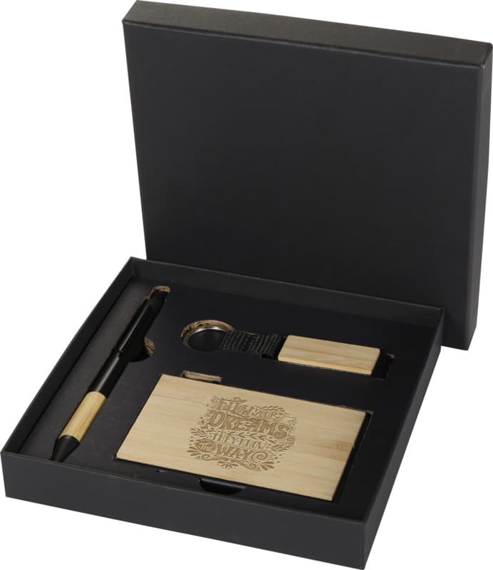 Minka RCS recycled aluminium ballpoint pen, keychain and RFID card holder gift set 7