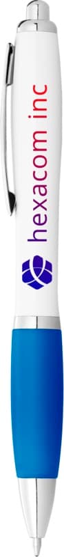 Nash ballpoint pen white barrel and coloured grip (blue ink) 23