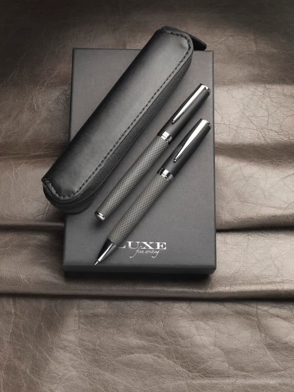 Carbon duo pen gift set with pouch (black ink) 7