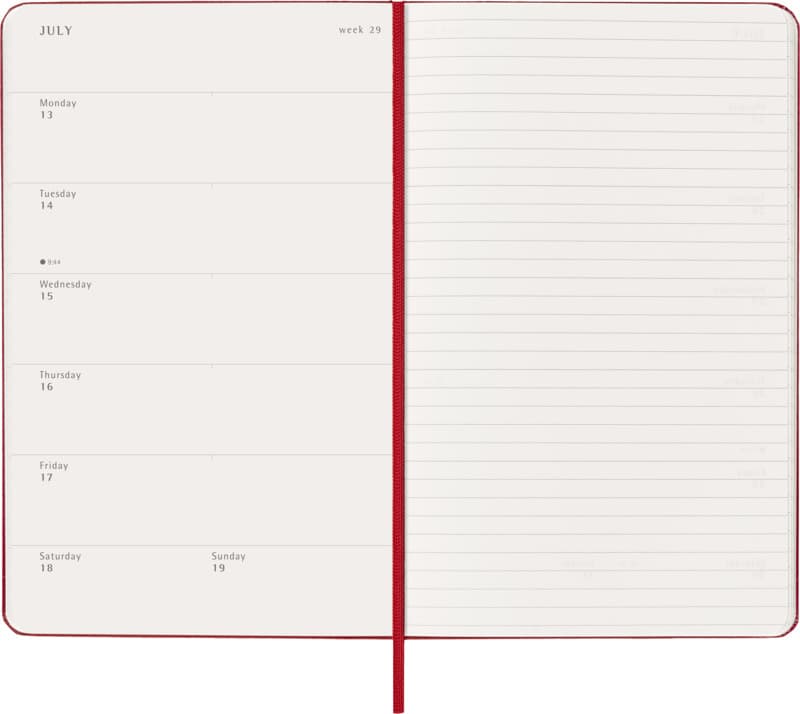 Moleskine hard cover 12 month weekly L planner 6