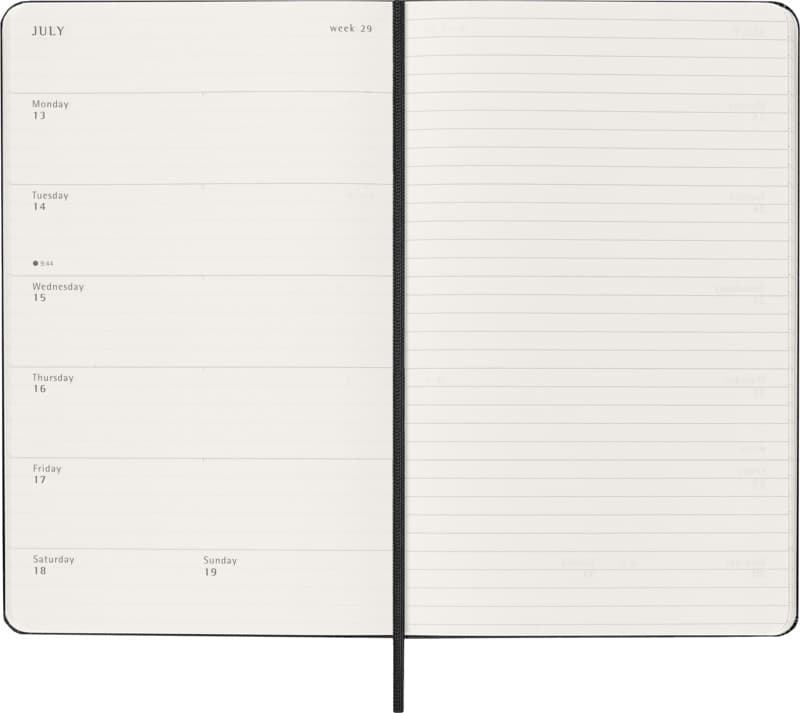 Moleskine hard cover 12 month weekly L planner 25