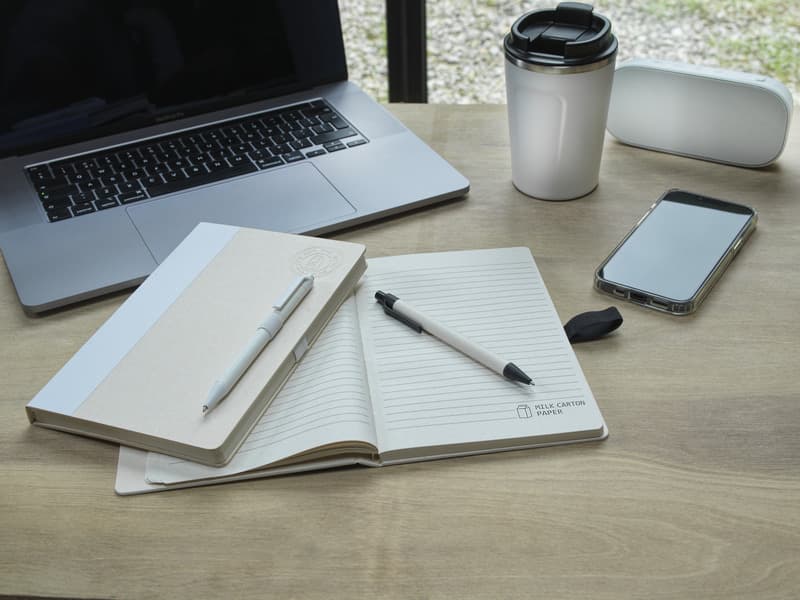 Dairy Dream A5 size reference recycled milk cartons notebook and ballpoint pen set 12