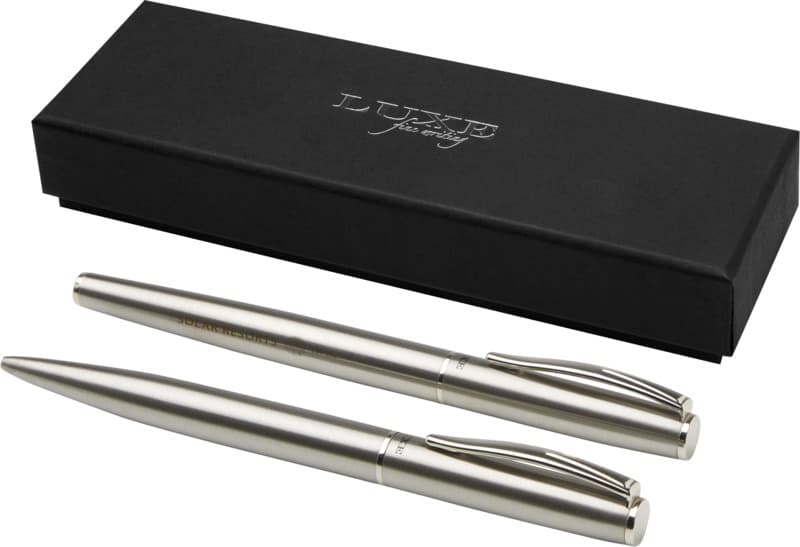 Didimis recycled stainless steel ballpoint and rollerball pen set (black ink) 6