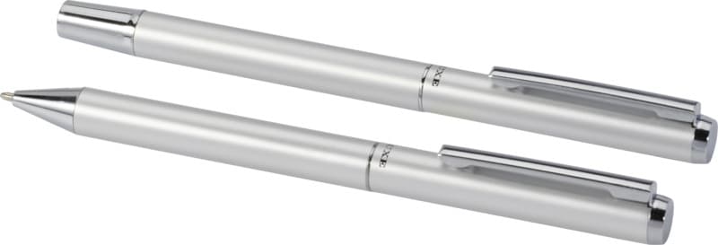 Lucetto recycled aluminium ballpoint and rollerball pen gift set (black ink) 4