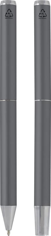 Lucetto recycled aluminium ballpoint and rollerball pen gift set (black ink) 9