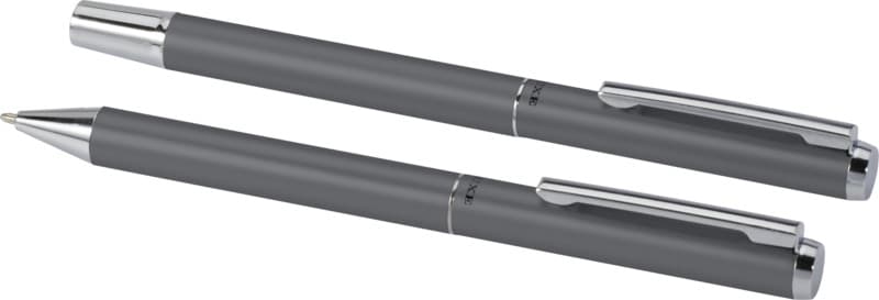 Lucetto recycled aluminium ballpoint and rollerball pen gift set (black ink) 10