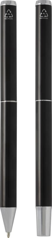 Lucetto recycled aluminium ballpoint and rollerball pen gift set (black ink) 15