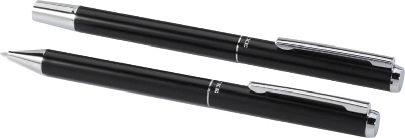 Lucetto recycled aluminium ballpoint and rollerball pen gift set (black ink) 16