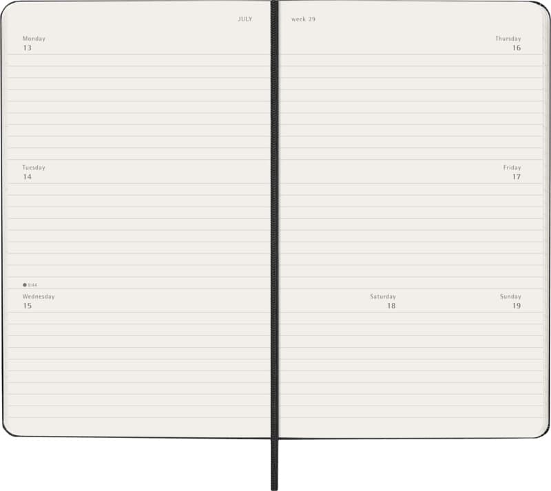 Moleskine horizontal hard cover 12 month L weekly planner 6