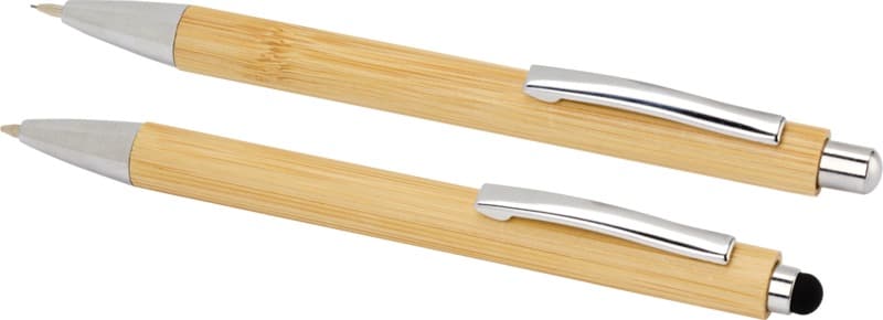 Oblys bamboo ballpoint pen and mechanical pencil set (black ink) 3