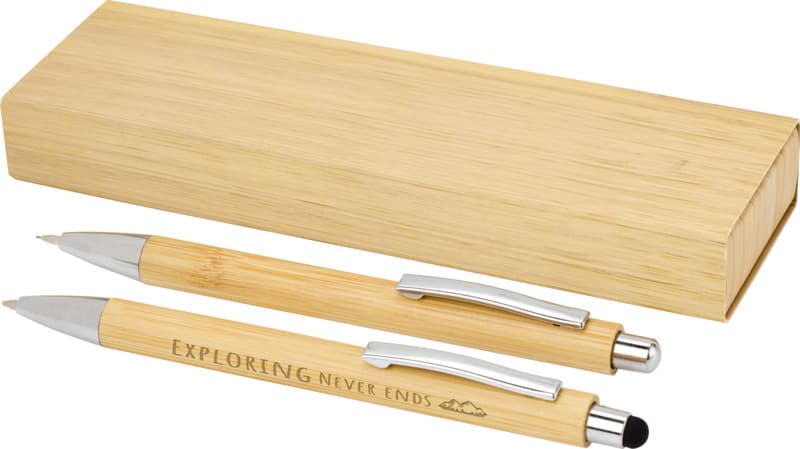 Oblys bamboo ballpoint pen and mechanical pencil set (black ink) 7