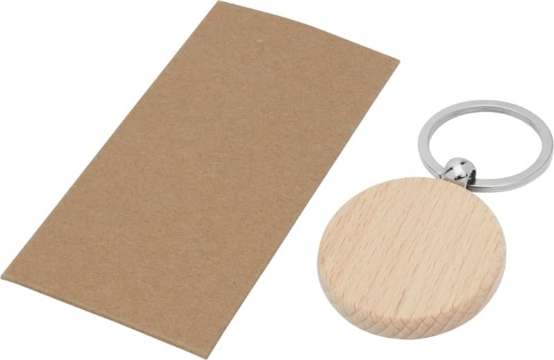 Giovanni beech wood round keychain 3