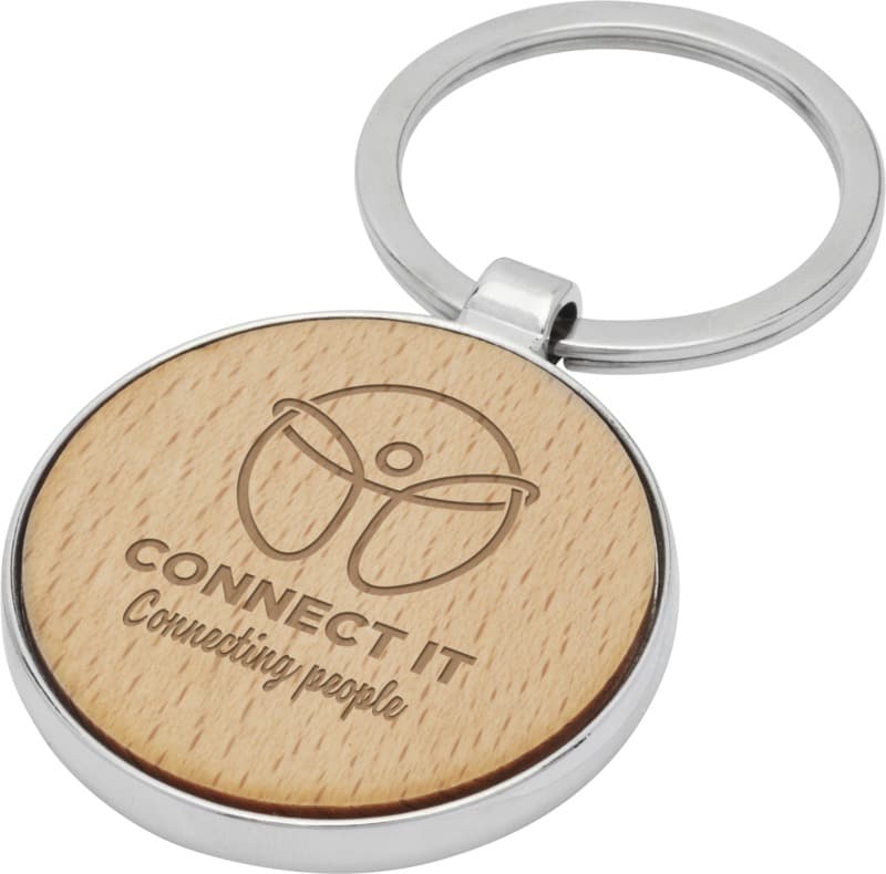 Moreno beech wood round keychain 6