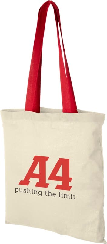 Nevada 100 g/m² cotton tote bag coloured handles 7L 9