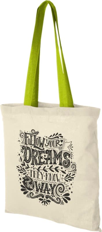 Nevada 100 g/m² cotton tote bag coloured handles 7L 26