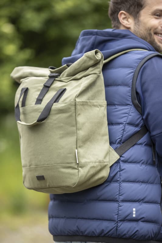 Joey 15” GRS recycled canvas rolltop laptop backpack 15L 34