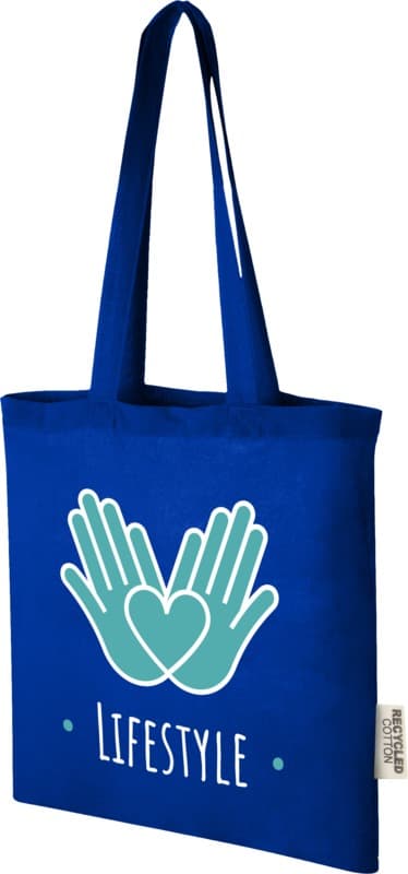 Madras 140 g/m2 GRS recycled cotton tote bag 7L 25