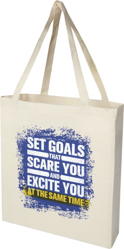 Madras 140 g/m² GRS recycled cotton gusset tote bag 12L 14