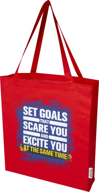Madras 140 g/m² GRS recycled cotton gusset tote bag 12L 21