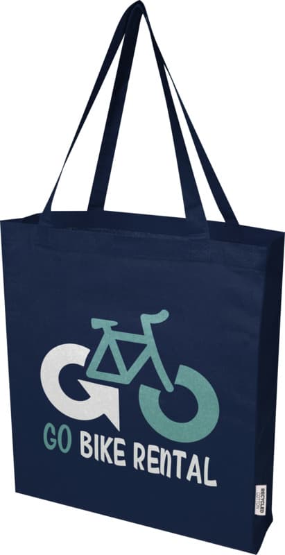 Madras 140 g/m² GRS recycled cotton gusset tote bag 12L 35