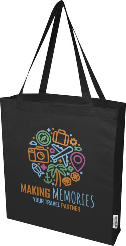Madras 140 g/m² GRS recycled cotton gusset tote bag 12L 42